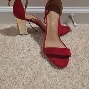 Madden Girl Red and Gold Heels